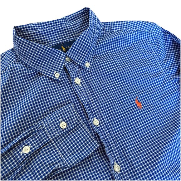 Ralph Lauren Tops - Ralph Lauren Blue Gingham Womens Small* Button Down Cotton Orange Pony Oxford